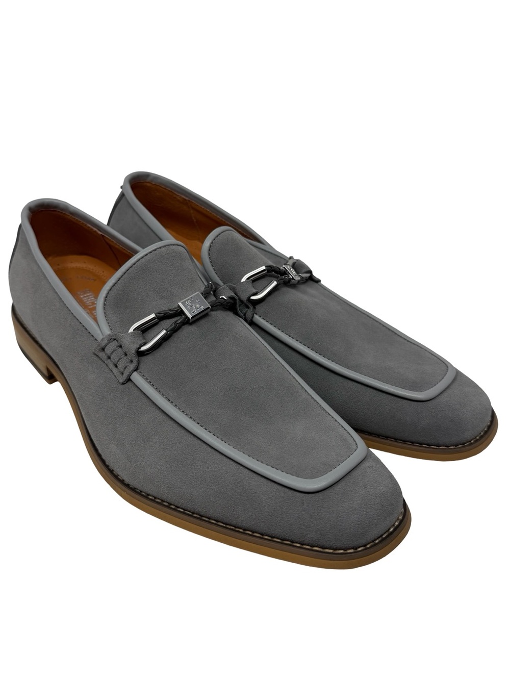 Stacy Adams NWOB Colbin Gray Suede Moc Toe Ornament Strap Slip On Loafers Sz 9.5